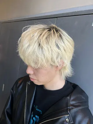 カラー メンズ ダブルカラー寒色系 ボリューム改善ハヤトのヘアスタイル