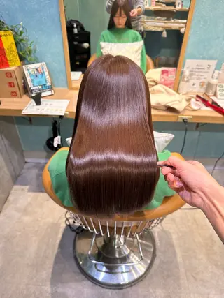 ミディアム カラー 縮毛矯正 髪質改善 韓国風レイヤー 吉田のヘアスタイル