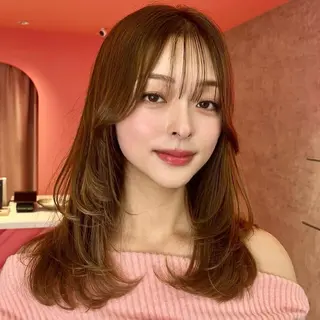 ミディアム カラー 山崎/ボブ縮毛矯正 レイヤー髪質改善のヘアスタイル