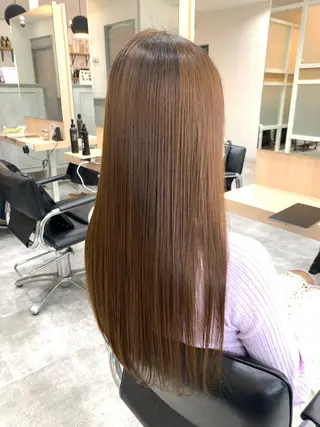 ロング カラー パーマ 髪質改善🩵艶髪 ストレート🩵山口のヘアスタイル