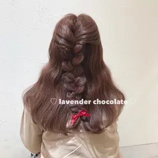 セミロング ブリーチなしカラー ダブルカラーエクステのヘアスタイル