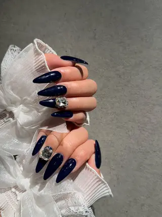 ネイル I-nailロング /ワンホン/キラキラのネイルデザイン