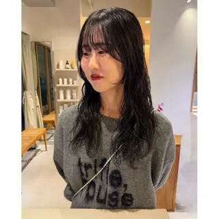 ミディアム パーマ 透明感カラー艶カラー /ボブパーマ/ユメノのヘアスタイル