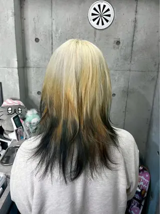 セミロング カラー 個性派ウルフ/メンズ /ブリーチ/渋谷のヘアスタイル