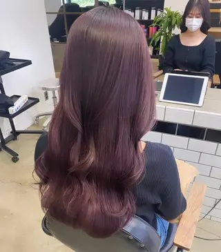 ロング 🌷ラベンダーピンク 顔まわり🌷ねいろのヘアスタイル