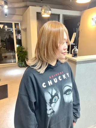 ミディアム カラー AIRI/難波/ ハイトーン/髪質改善のヘアスタイル