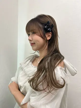 ミディアム カラー オリーブ/ 透明感カラー/れいあのヘアスタイル