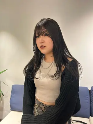 ロング カラー パーマ レイヤー/透明感/ ブリーチなし/わかなのヘアスタイル