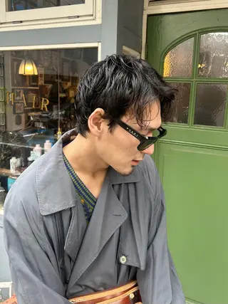 ショート パーマ メンズ 清水千優/パーマ/透 明感カラー/メンズのヘアスタイル