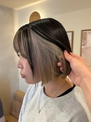 ミディアム カラー シンバヒナノ/パーマ レイヤー/髪質改善のヘアスタイル