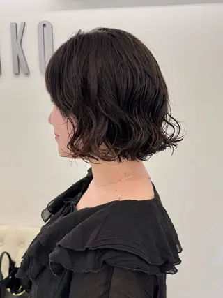 ミディアム パーマ ZENKO表参道店所属・デジタルパーマ 🌀ボブ　萩原　龍のヘアスタイル
