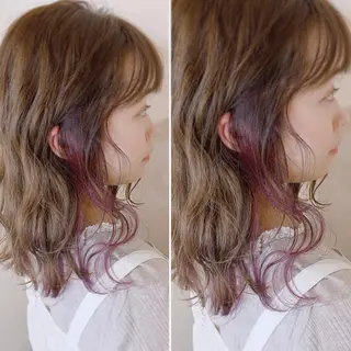 ミディアム ブリーチなしダブル/ レイヤーカット 小棹のヘアスタイル