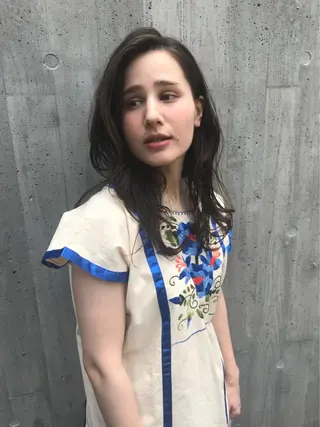 セミロング 透明感/オリーブ/ グレージュ/YUKAのヘアスタイル