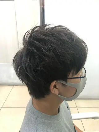 ショート カラー メンズ 髪質改善× ハイライト溝江のヘアスタイル