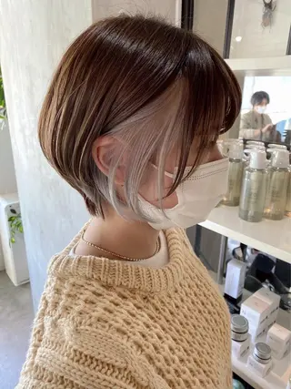 ショート カラー ヘアアレンジ 切りっぱなしボブ/ デザインカラー店長のヘアスタイル