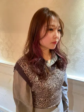 セミロング カラー 髪質改善／美髪矯正 林田和真のヘアスタイル