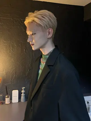 ショート カラー メンズ 退色まで透明感ある ダブルカラー/リクのヘアスタイル