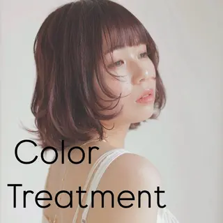 ミディアム カラー 似合わせカット暖色 カラーhiyonaのヘアスタイル