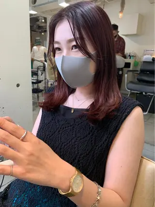 セミロング カラー パーマ美容師 hanaのヘアスタイル