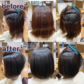 ミディアム カラー パーマ ブリーチ縮毛矯正/ デサキ ショウヘイのヘアスタイル