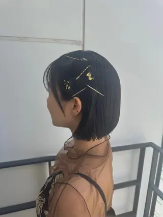 ショート カラー パーマ ヘアアレンジ メンズ キッズ ネイル マツエク・マツパ アイブロウ 顔周りcut/ 艶ワンカラー♥ちさきのヘアスタイル