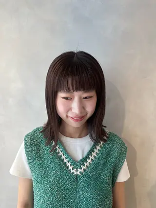 ミディアム カラー ボブ/ベージュ/ パーマ🪿近森ゆいのヘアスタイル