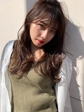 ロング カラー パーマ ヘアアレンジ ネイル マツエク・マツパ レイヤー＆カラー 人気美容師倉崎涼のヘアスタイル