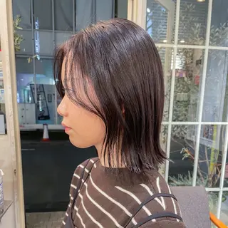 ミディアム カラー ボブ ブリーチ/miinaのヘアスタイル
