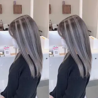 ロング カラー オフホワイトアンドなんば所属・福西 洋斗のヘアスタイル