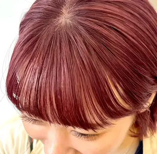 ミディアム カラー ヘアアレンジ 🎈ブリーチなし暖色 カラー/レッド/ゆいのヘアスタイル