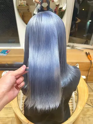 ミディアム カラー ⭐ハイトーンブリーチ ミルクティーピンクのヘアスタイル