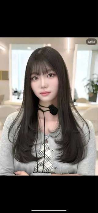 ロング カラー ARMONY表参道店所属・韓国風レイヤーカラー ライムのヘアスタイル