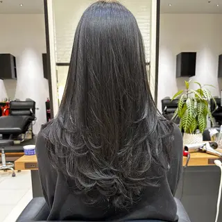 ロング カラー レイヤー/グレージュ メンズパーマのヘアスタイル