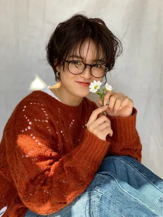 ショート 顔周りデザイン/ ママ美容師/濱ほのかのヘアスタイル