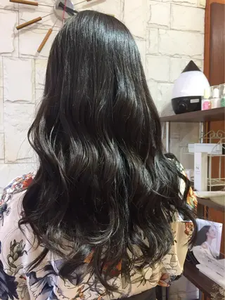 ロング カラー パーマ ヘアアレンジ 🥛洒落髪小顔cut なら龍崎🥛のヘアスタイル