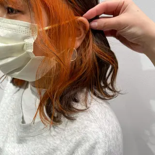 ミディアム カラー ヘアアレンジ ネイル マツエク・マツパ ベージュグレージュ 💕しゅーじ💕のヘアスタイル