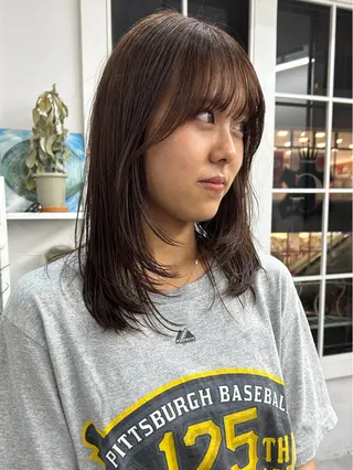 セミロング カラー レイヤーボブ/ 艶カラー/サナ🌼のヘアスタイル