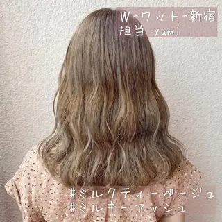 セミロング カラー パーマ ヘアアレンジ メンズ キッズ ネイル マツエク・マツパ 新宿駅近♡友達とOK 🦋W -ワット -のヘアスタイル