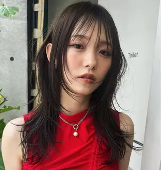 ミディアム カラー ハッシュカット カシマハヤトのヘアスタイル