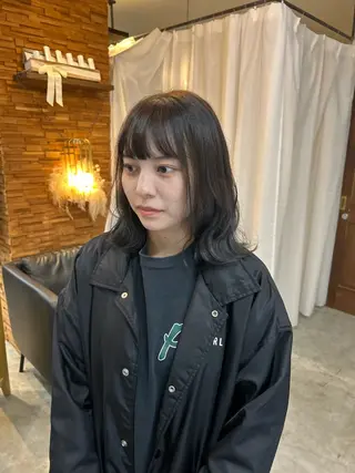 ミディアム カラー 顔周りカット ピンク カラー♡りりのヘアスタイル