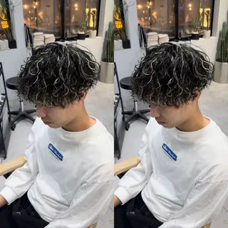 カラー パーマ メンズ センターパート ／植田のヘアスタイル