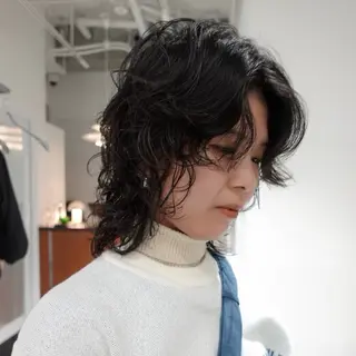 ミディアム パーマ ヘアアレンジ 🌐サトウ リョウ🌐のヘアスタイル