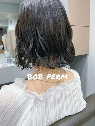 ミディアム パーマ ボブパーマコテ巻き風 パーマNo1深江秀平のヘアスタイル