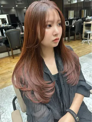 セミロング カラー 顔周り/くびれヘア 韓国ヘア💕風間るなのヘアスタイル