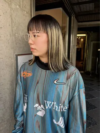 ミディアム 柔らかストレートと ツヤカラー/和田陽向のヘアスタイル