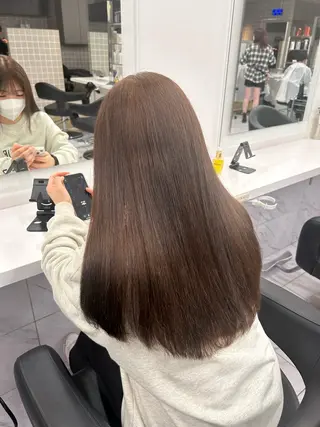 ロング カラー パーマ ヘアアレンジ メンズ ブリーチなしカラー/ ブラウン/レイヤーのヘアスタイル
