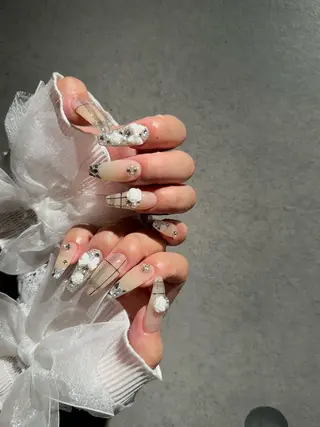 ネイル I-nailロング /ワンホン/キラキラのネイルデザイン