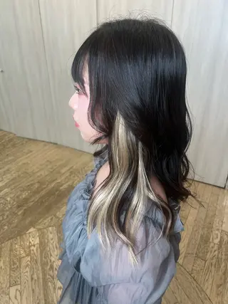 セミロング デザインカラー/ ブリーチ/コーンロウのヘアスタイル