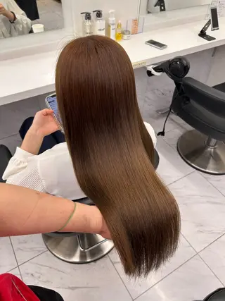 ロング カラー 🥯縮毛/レイヤー/ ベージュヘア🥯のヘアスタイル