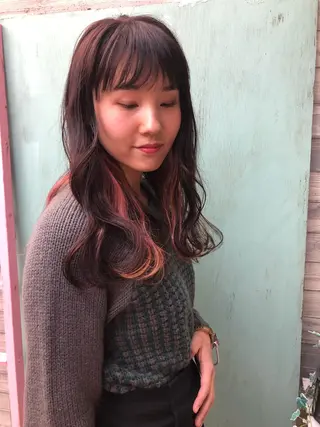 ロング カラー ヘアアレンジ 藤井 菜緒のヘアスタイル